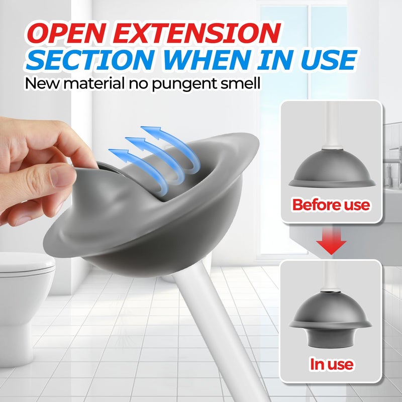 FORASTO Toilet Plunger with Holder,Plungers for Bathroom with Holder,Heavy Duty Plunger with Cover,Bathroom Decor,Bathroom Accessories,Toilet Bowl Cleaners,Pearl White - Image 4